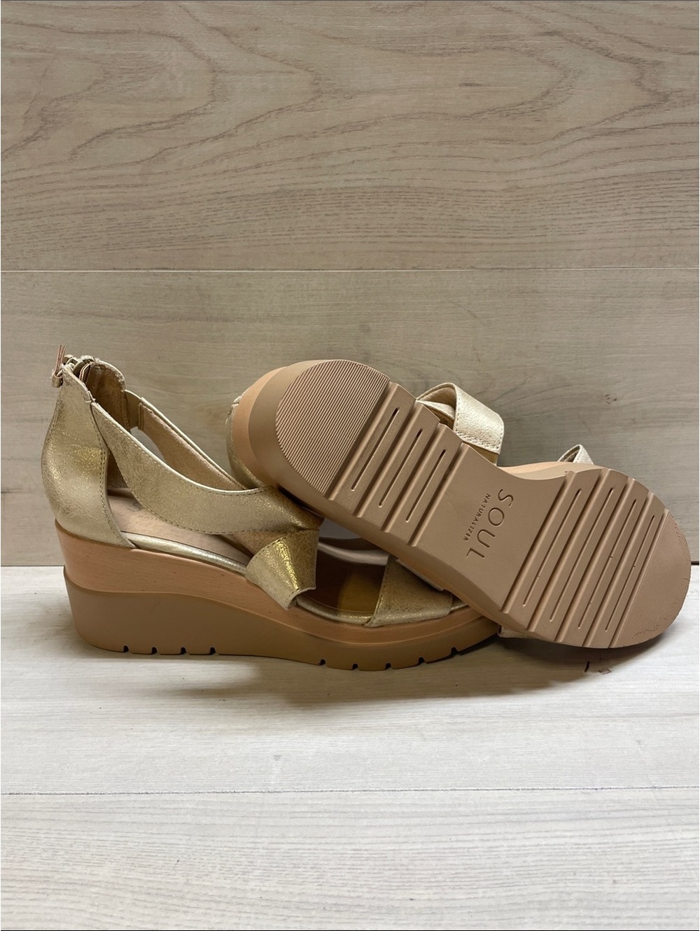 Comfort Wedge Sandals in Gold - Women's Strappy Platform #1176